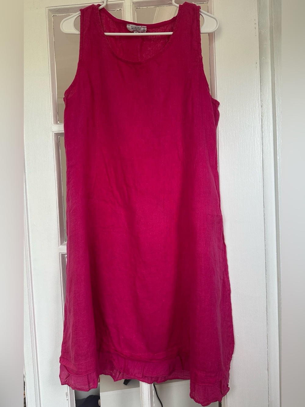 Sleeveless Fuchsia Midi Dress - 100% Linen